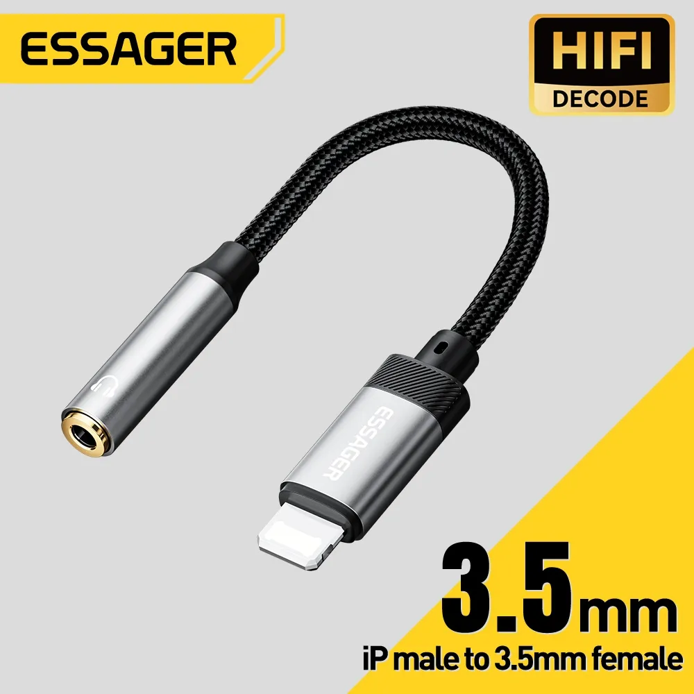 ESSAGER Kabel Audio Adapter Type C ke 3.5mm Lighting ke Jack 3.5mm HIFI