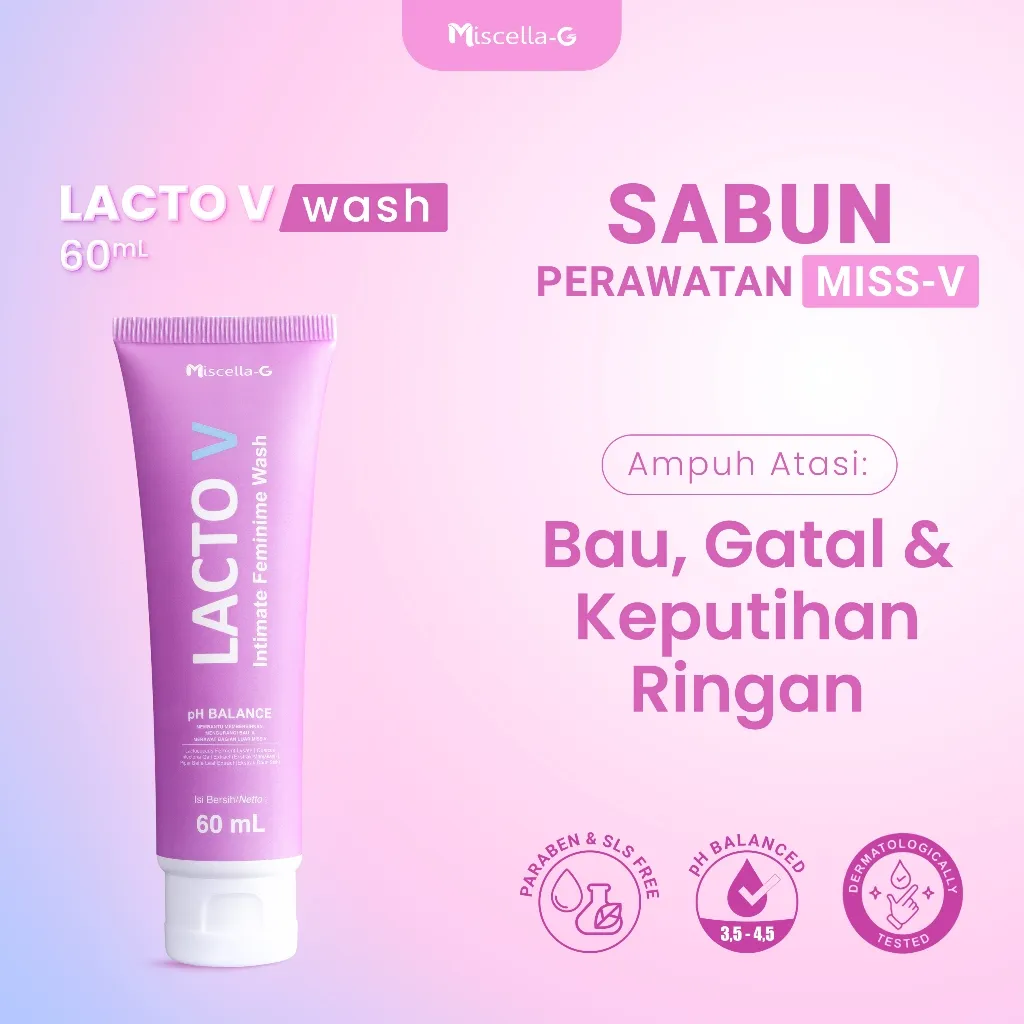 LACTO-V WASH - 60 Ml | Manjakani Probiotik - Obat Keputihan - Bau & Gatal - Perawatan Miss V