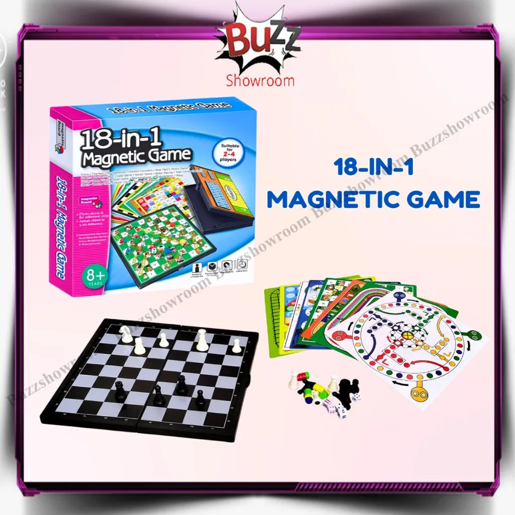 18 in 1 Magnetic Game Family Board Game Mainan Catur Ludo Ular tangga