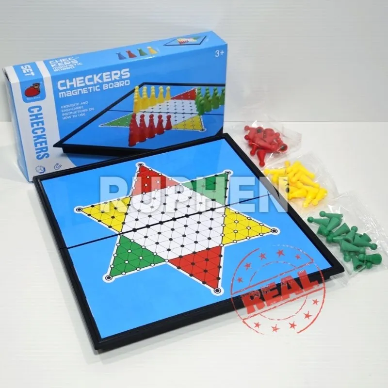 Halma Magnet Chinese Checkers Magnetic Board Game 25x25cm
