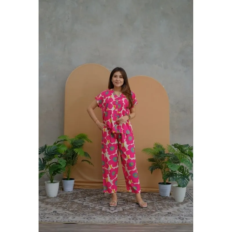 PIYAMA RAYON | PIYAMA VNECK | PIYAMA KEKINIAN | BAJU RUMAHAN
