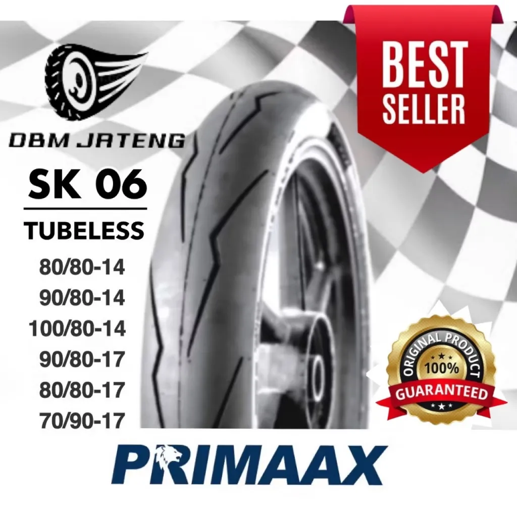 100% ORIGINAL & BARU BAN PRIMAAX SK-06 ANT-MAN TUBELESS RING 14 & 17 UKURAN 80/80-14 90/80-14 100/80-14 90/80-17 80/80-17 70/90-17 PRIMAX TUBLES HARGA GROSIR BAN MOTOR BEBEK & MATIC SK06