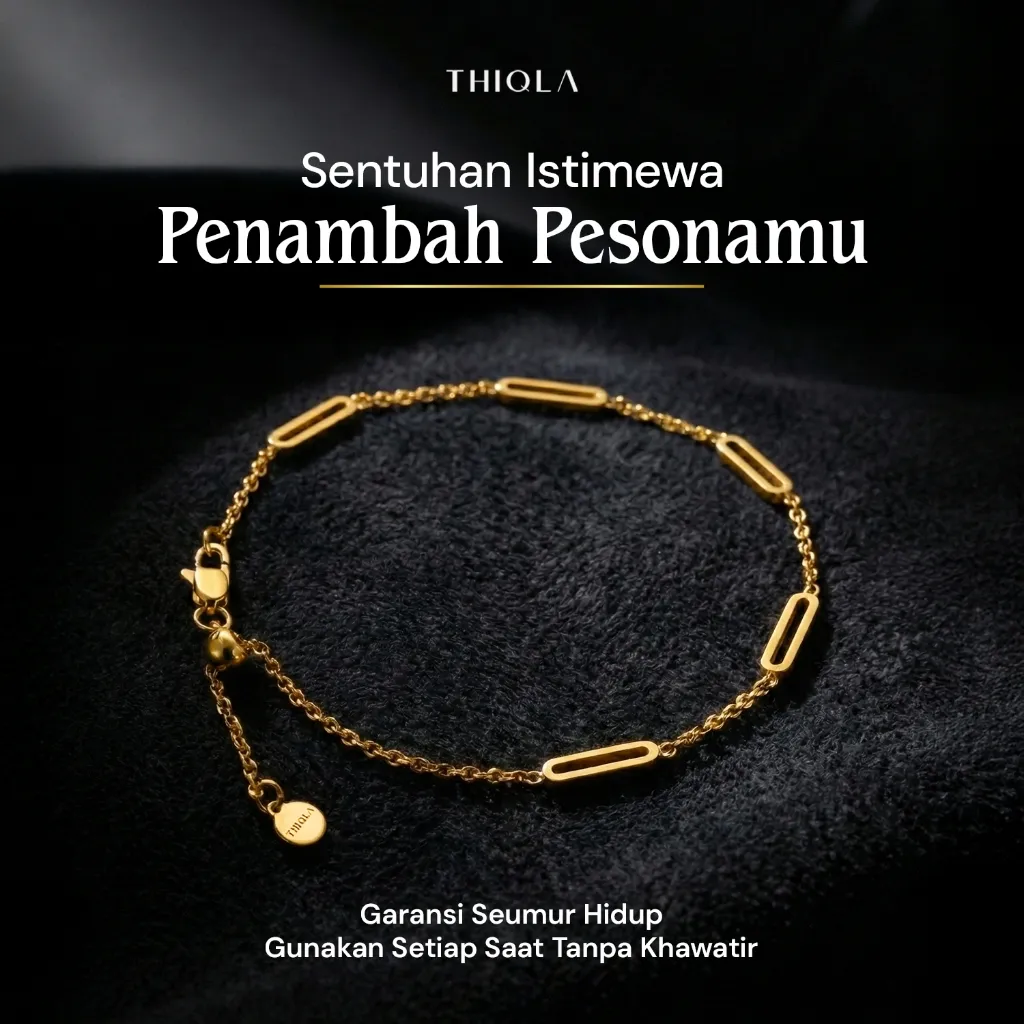 THIQLA - Gelang Paperclip HAYATI - Gelang Semar Wanita Mirip Gelang Emas Wanita Elegan - Gelang Untuk Tangan Kecil Kurus Gemuk mirip Gelang Titanium Ori Anti Karat 2025