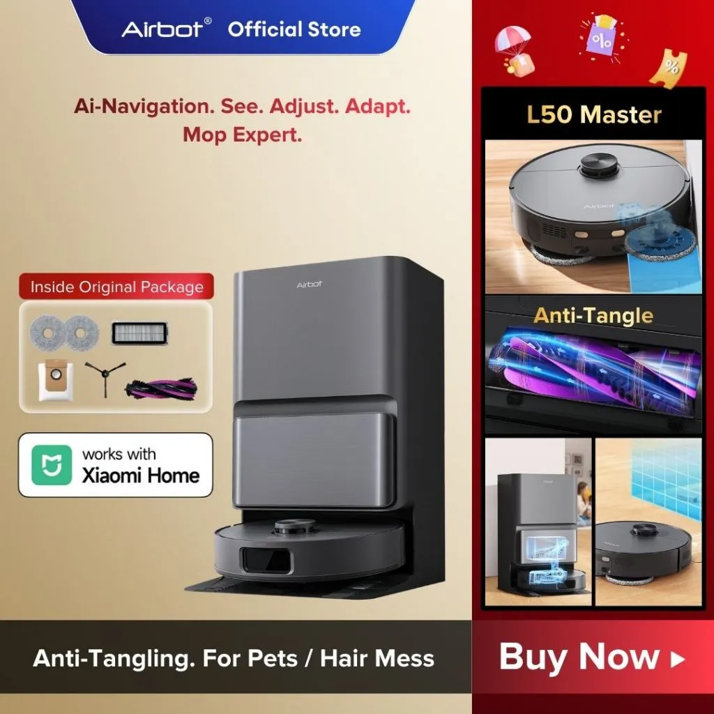 Airbot L50 Master Robot Vacuum | 23,000Pa Self Cleaning Dock Smart Robotic Vacuum Xiaomi APP Mopping