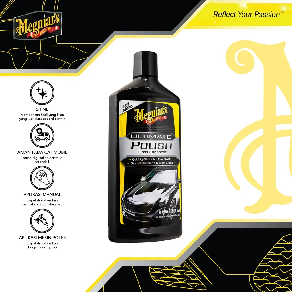 Meguiars G19216  Ultimate Polish 473ml Pengkilap Mobil Penghilang Kusam Baret & Swirl Wax Eksterior Mobil Motor Kendaraan