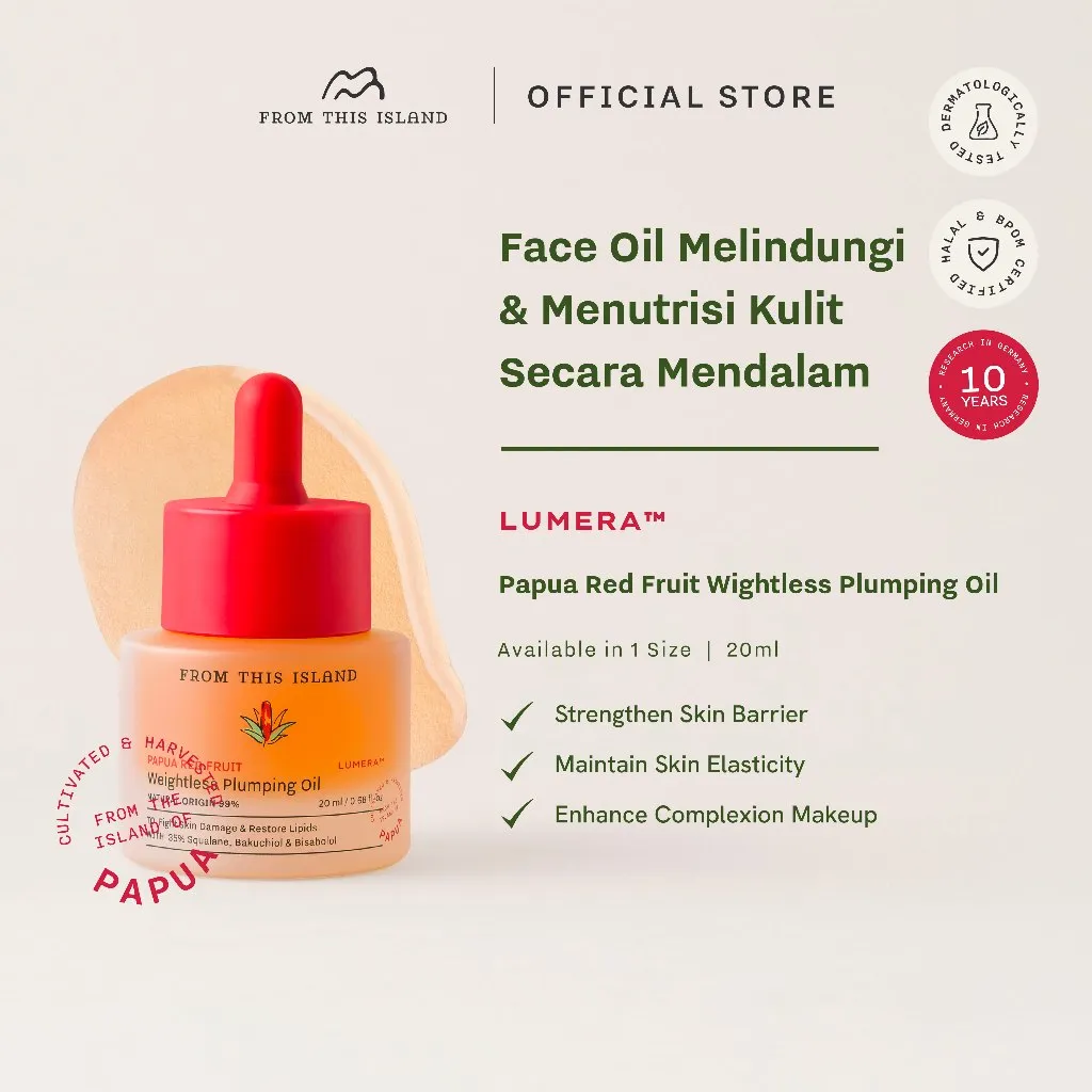 From This Island Papua Red Fruit Weightless Plumping Oil | 99% Natural Face Oil Anti-Aging Melindungi & Menutrisi Kulit Secara Mendalam