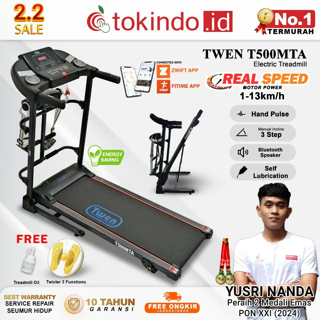 TWEN T500MT new T500MTA new Treadmill Listrik Treadmill Portable Treadmill Multifungsi Treadmil Lipat Treadmill Electric Low Watt Alat Olahraga