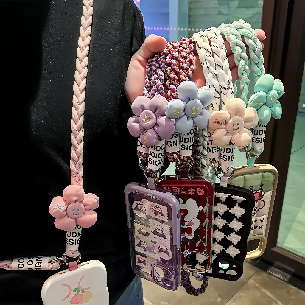 Tali HP Lanyard Kepang Cross-body Motif Flower Gantungan Handphone Universal SM356- SM363