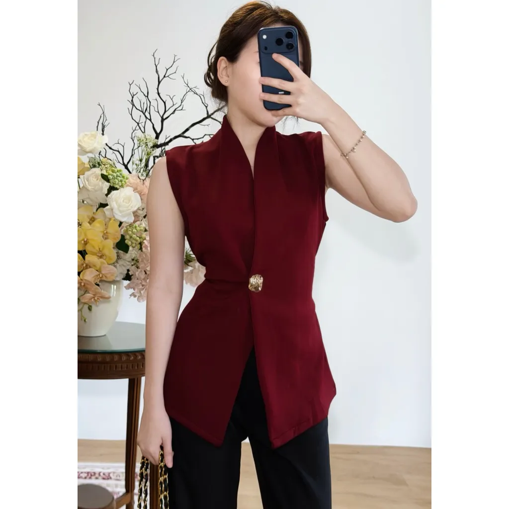 Modenica - Piere Vest Top Rompi Wanita Elegan Atasan Kerja Kekinian Natal Imlek
