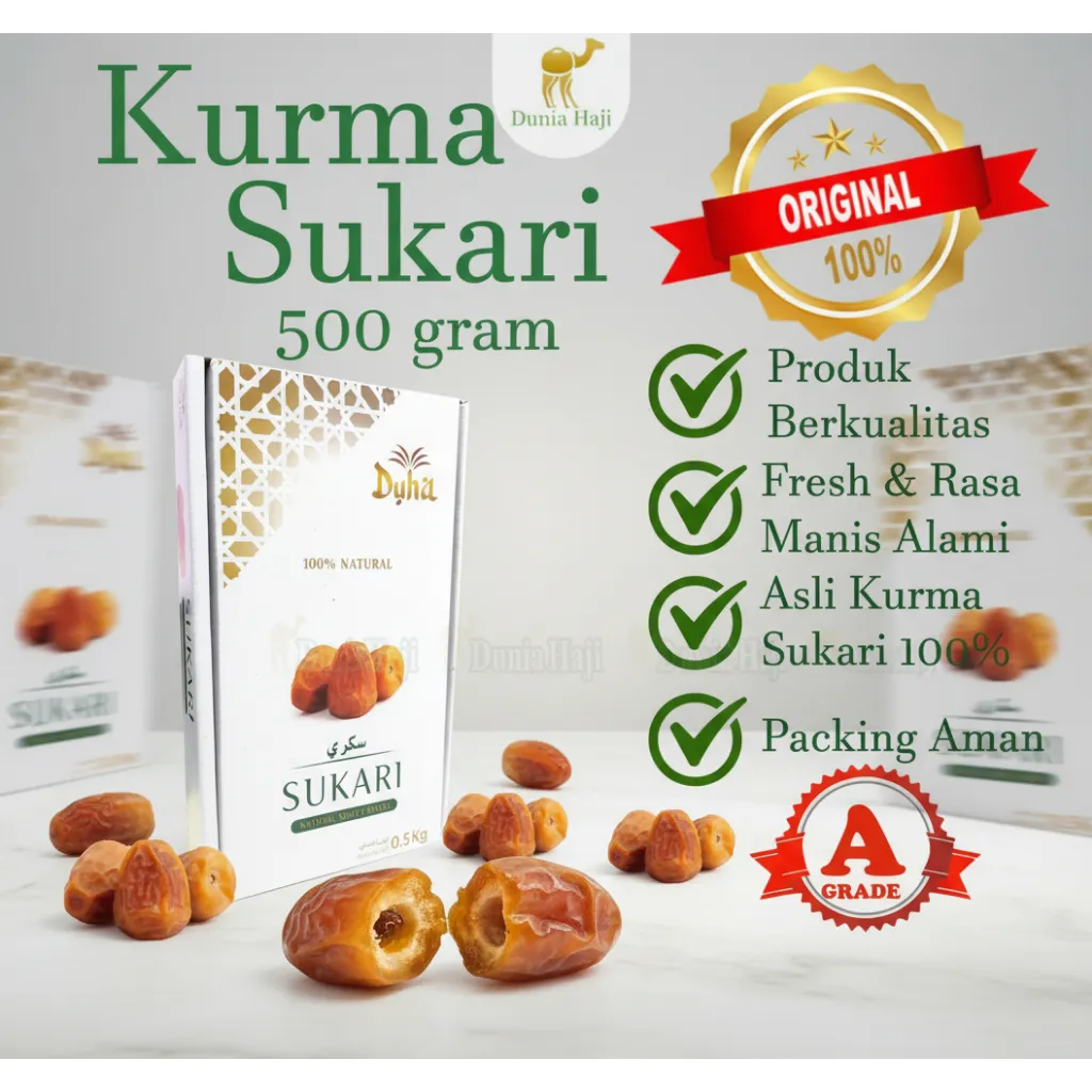 Kurma SUKARI 500GR Basah Kemasan PREMIUM NR / 100% Asli Original Madinah Saudi Sukkari Kurma Raja / Oleh Oleh Haji dan Umroh