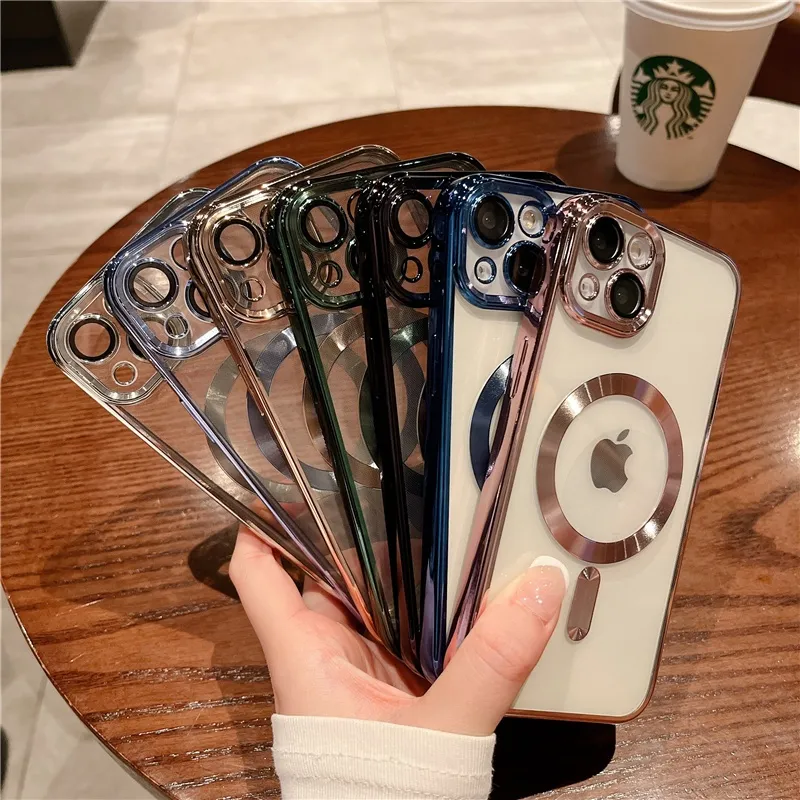 Softcase Original Resmi Magsafe Magnetic Wireless Charging Plating Case Untuk IPhone 15 14 13 12 11 Pro Max