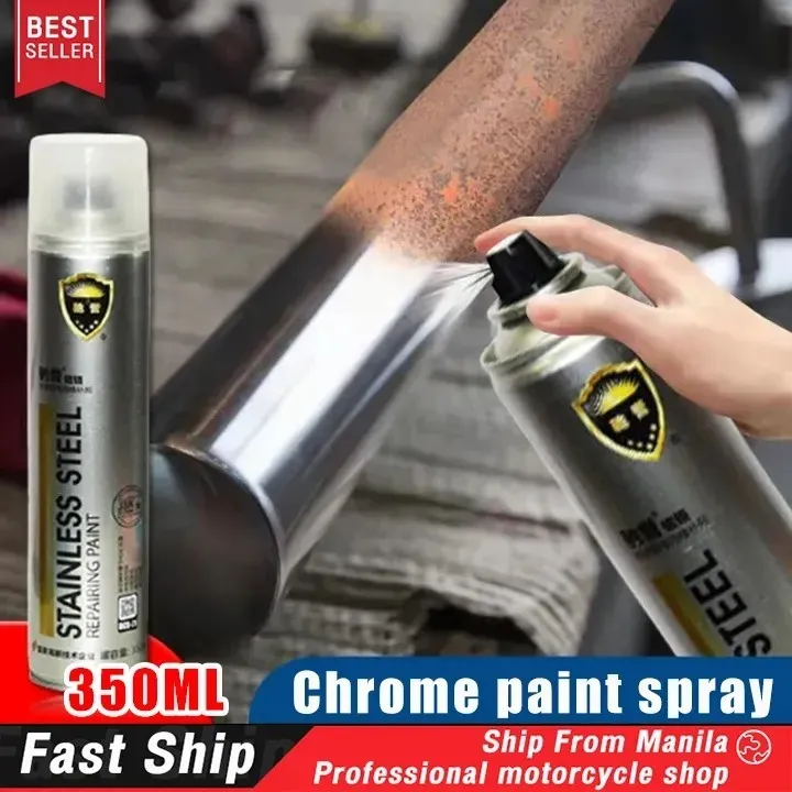 Cat Semprot Chrome 350ml Chrome Spray Pain Warna Chrome Krum Stainless Automotive Metallic Paint Chrome
