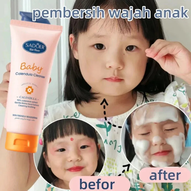 Pembersih Wajah Anak Facial Wash Anak 100g Children's Facial Wash kids Facial Foam Calendula Amino Acid Cleanser Pembersih Wajah Untuk Anak Ringan Dan Tidak menyebabkan Iritasi Menenangkan Kulit Pemutih Pembersih Jerawat Dan Komedo Kontrol Minyak