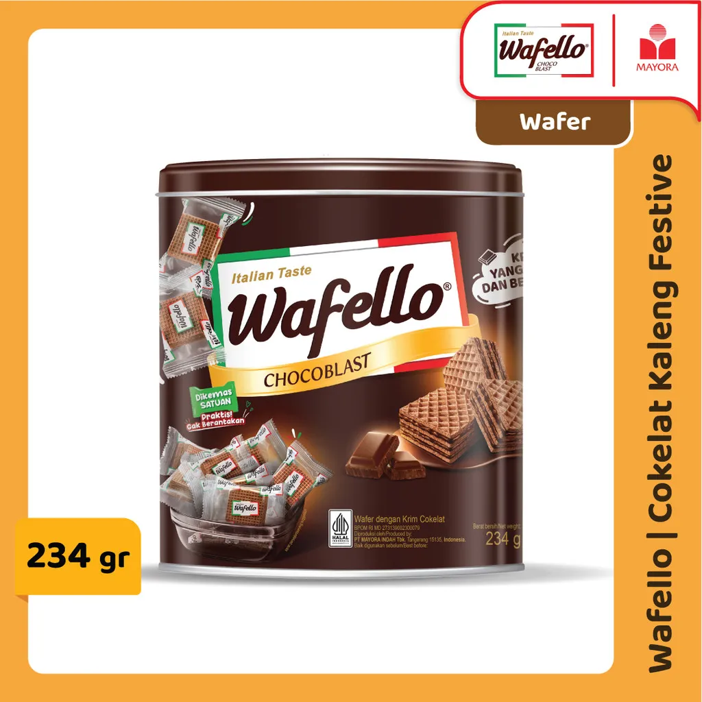 Wafer Wafello Cokelat Kaleng Festive