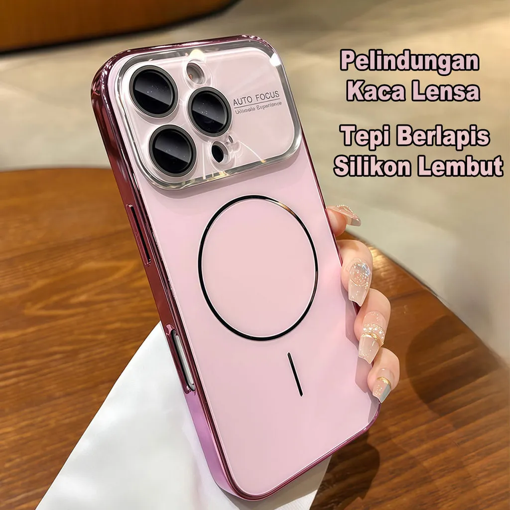 [Pelindung Lensa Kaca Tertutup Sepenuhnya Softcase] Premium  Plating Silicone Casing Anti-fall Cases Magnetic Soft Case with Magsafe for iPhone 15 11 13 14 16 17 PRO MAX 17PRO 16PRO 15PRO 14PRO 13PRO Cover