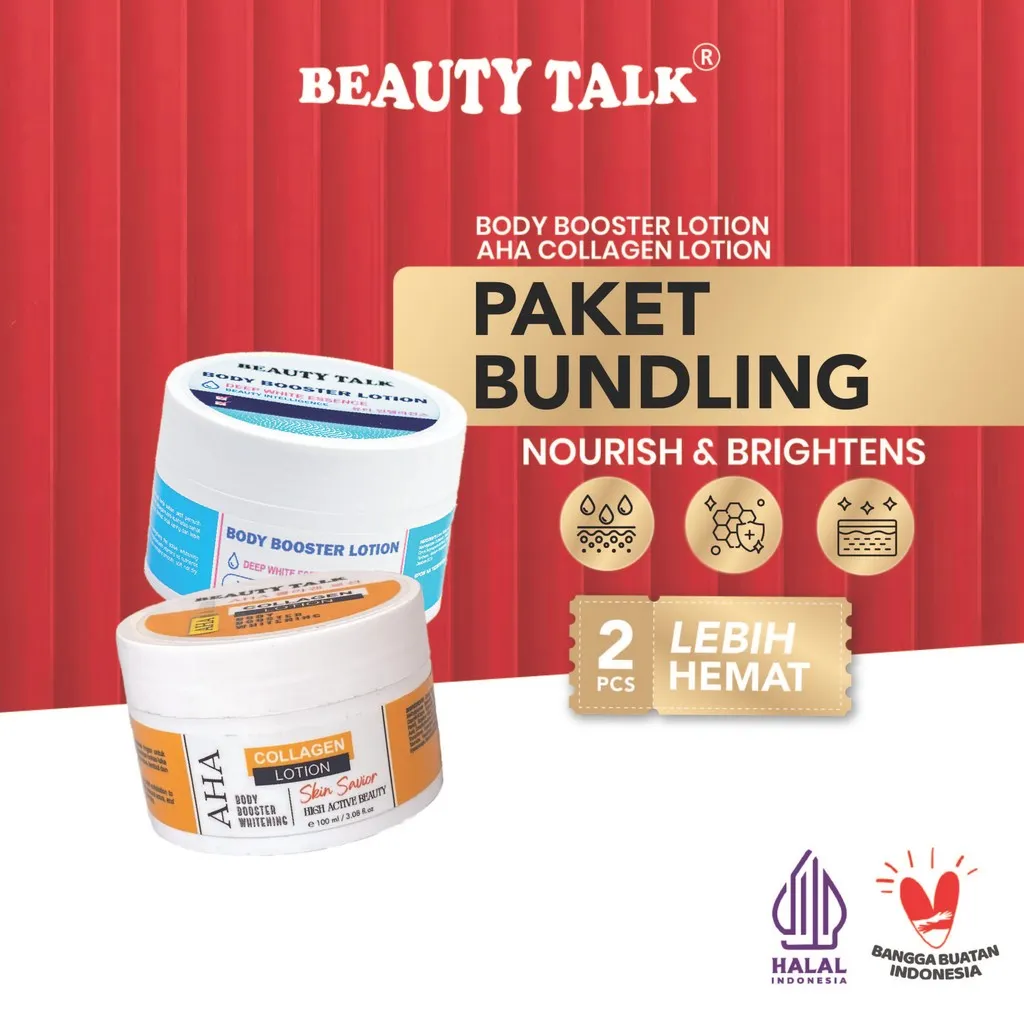 [Bundling Hemat - 2 Pcs] BEAUTY TALK AHA Collagen Lotion 100ML + Body Booster Lotion Niacinamide 10% Tranexamic Acid 2% - 100ML