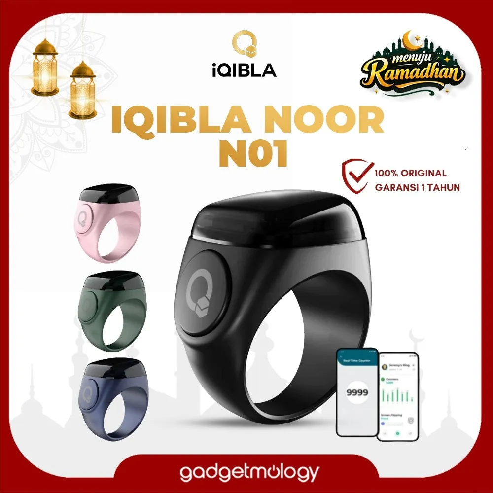 iQibla Zikr Ring NOOR N01 Smart Tasbih Digital Cincin Zikir Counter Tasbeeh OLED Display Original