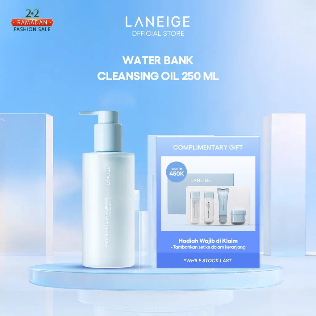 LANEIGE Waterbank Blue Hyaluronic Cleansing Oil 250 mL - Minyak Pembersih Untuk Kulit Kering, Oil Cleanser, Pembersih Wajah Kulit Kering