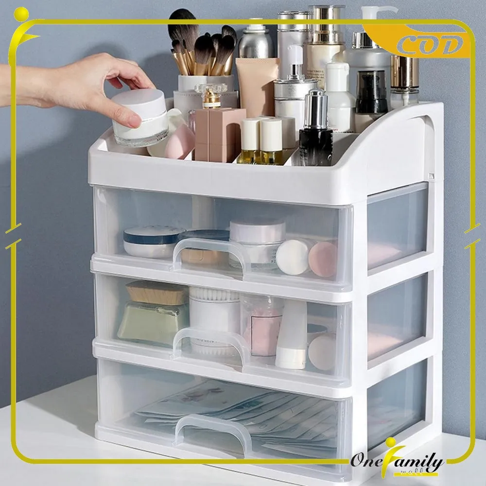ONE-K39 Rak Kosmetik 3 Laci / Rak Make Up Susun / Tempat Kosmetik Kotak Penyimpanan Serbaguna
