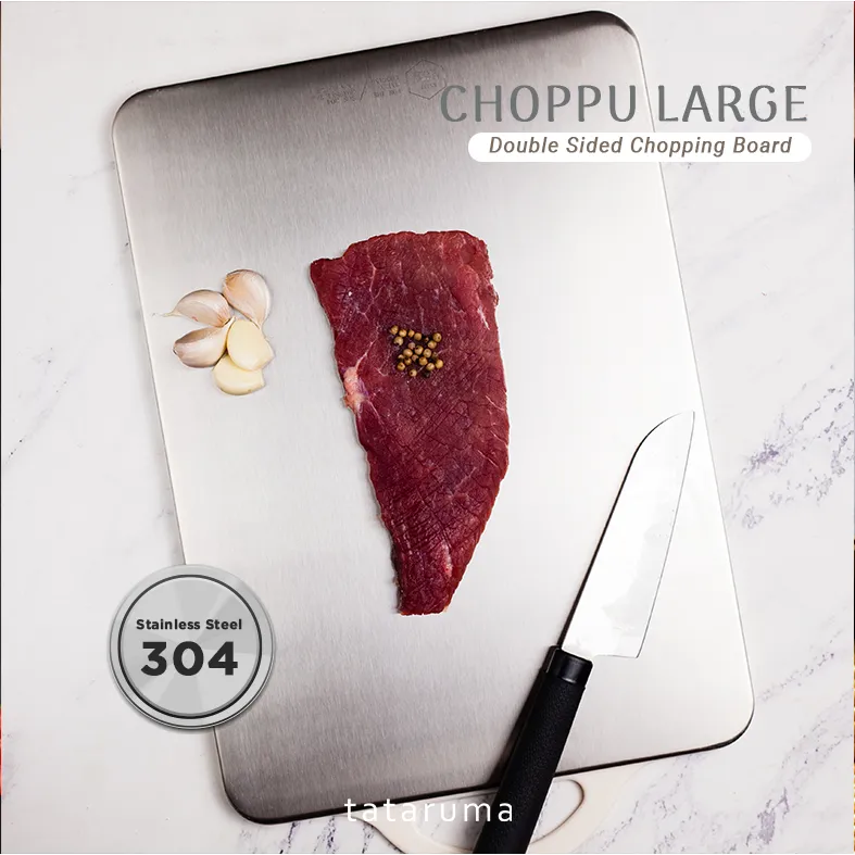 TATARUMA Choppu Big - Talenan Premium Stainless Steel 304 2 Sisi Anti Bakteri Jamur Higienis Double Sided Cutting Chopping Board