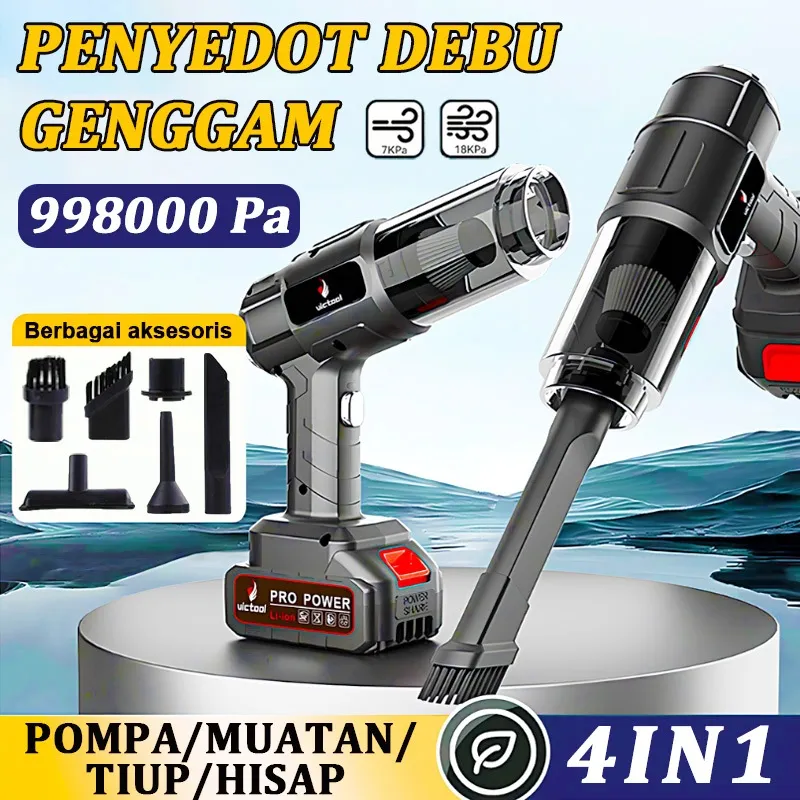 Convenyy Penyedot debu genggam nirkabel multifungsi Cordless 4in1 Vacuum cleaner portable 998000Pa untuk mobil kantor dan rumah