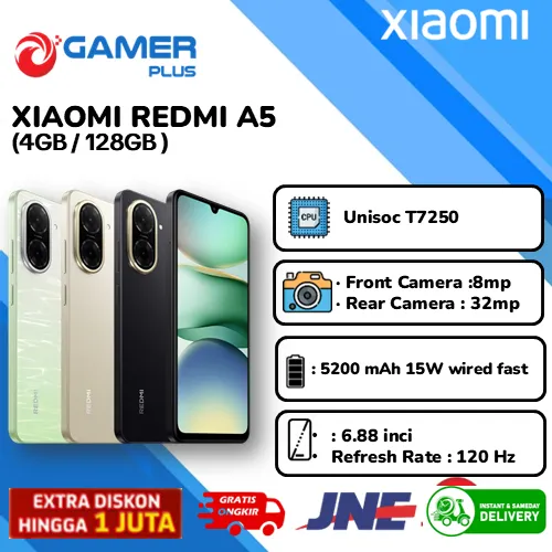 XIAOMI REDMI A5 ( 4GB/128GB ) GARANSI RESMI | 32MP DUAL AI CAMERA | 5200MAH BATTERY | 6.88" INCH
