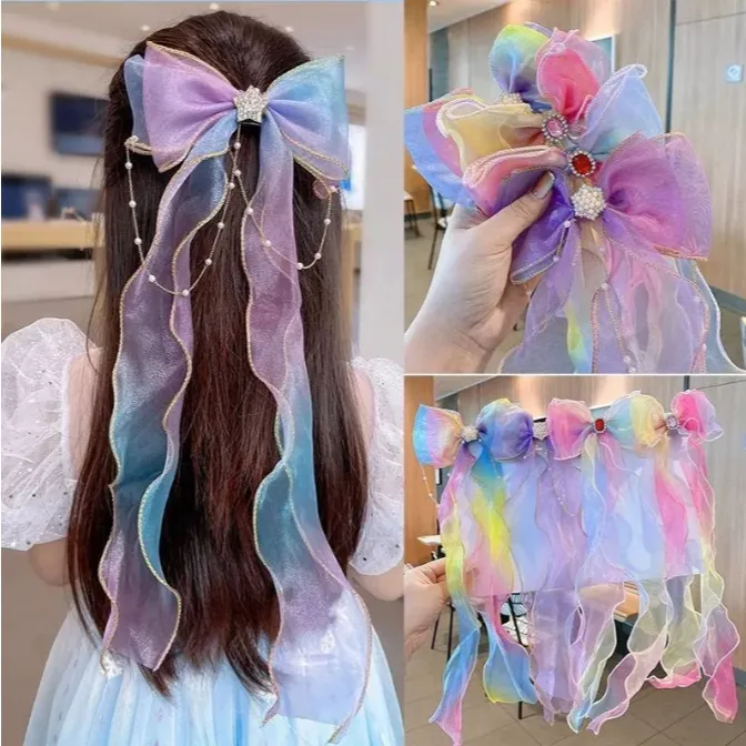 Jepitan Pita Pelangi Rambut Kepang Anak Perempuan Aksesoris Murah