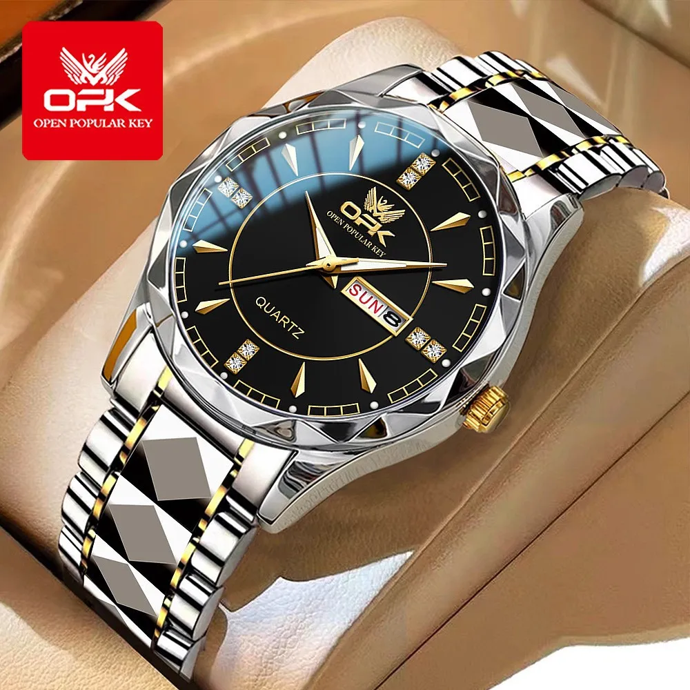OPK Jam Tangan Pria Anti Air Original Cowok Terbaru 2026 Kalender Waterproof Stainless Steel Fashion Men Watch Model 8151
