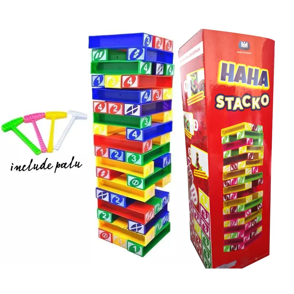 MAINAN SERU KELUARGA STACKO Sudah Termasuk Palu / BALOK STACKO / FAMILY GAME / FUN GAMES / Unooo Stacko