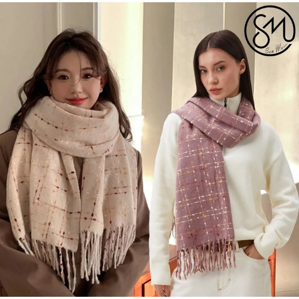 Aksesoris Wanita Threadwork Loom Cashmere Pashmina Syal Wanita
