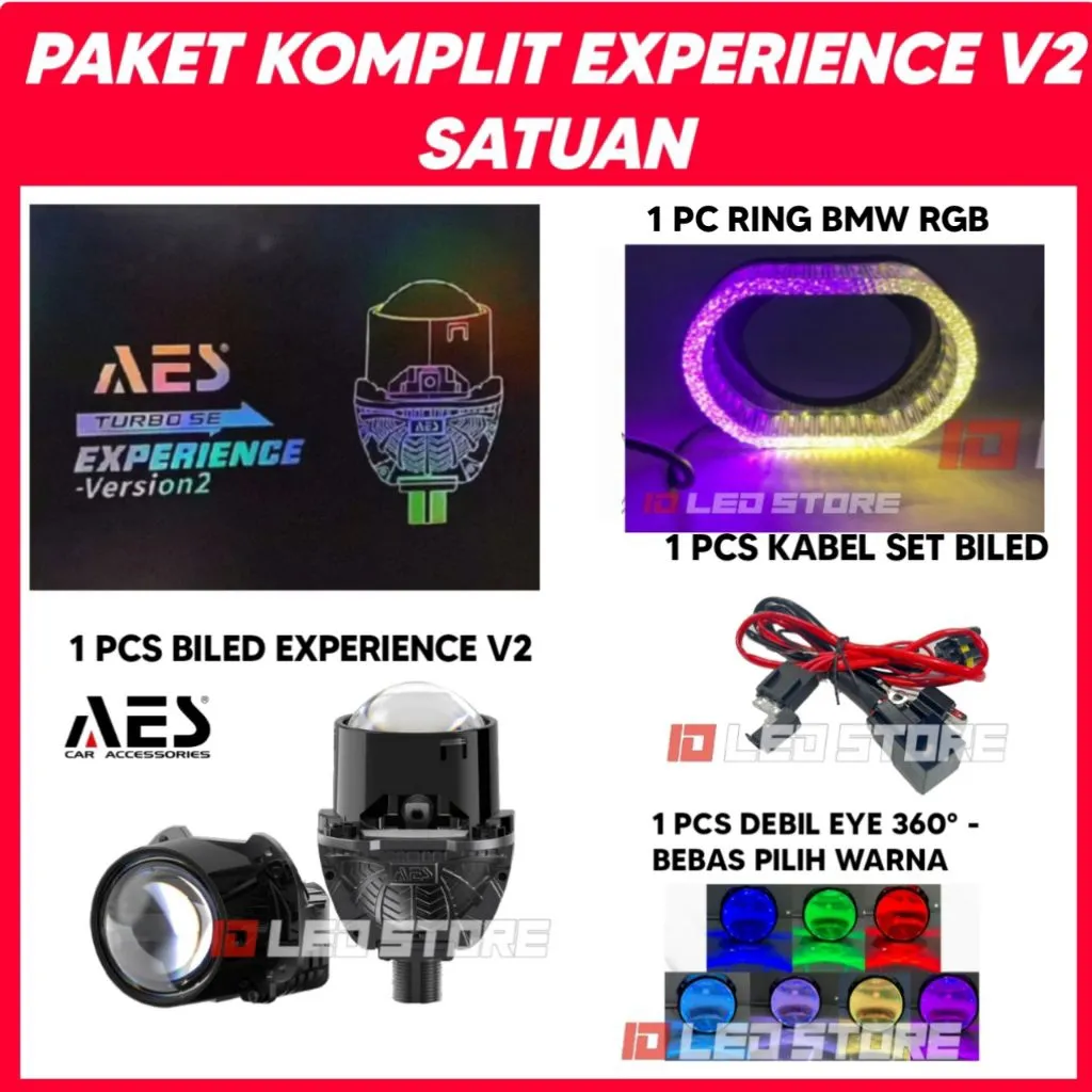 PAKET BILED RGB AES EXPERIENCE V2 70 WATT LENGKAP AES TURBO SE 2.5 INCH SATUAN I1084