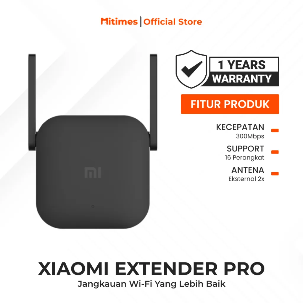 Xiaomi WiFi Range Extender Pro | 2 Eksternal Antena | Kecepatan Hingga 300Mbps | Garansi Resmi
