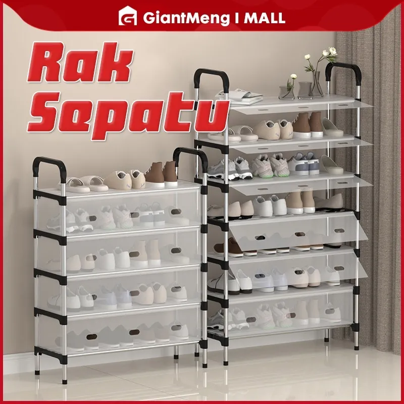 GiantMeng - Rak Sepatu 3-6 Tingkat Besi Tertutup | Anti Debu Serbaguna & Aesthetic Minimalis