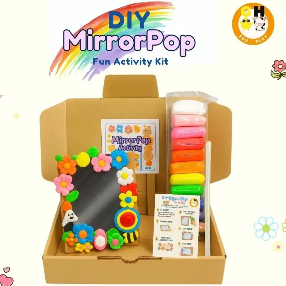 DIY Aktivitas Menempel Clay Cermin Mirror Pop Activity Clay Sensory Play Hampers Anak by GHEduPlay