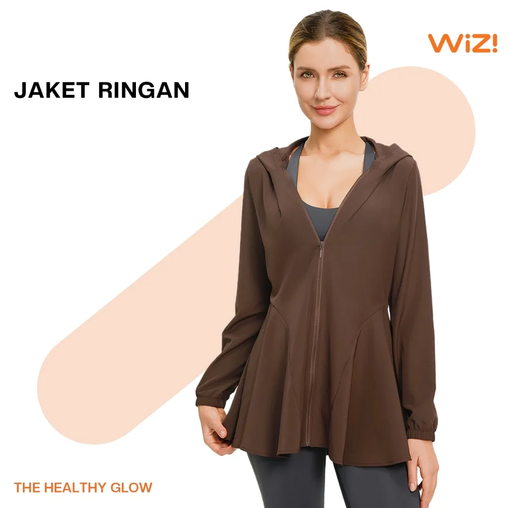 WiZi Jaket Hoodie Olahraga Wanita Jaket Tenis Jaket Training Ringan Adem Gym Lari Casual