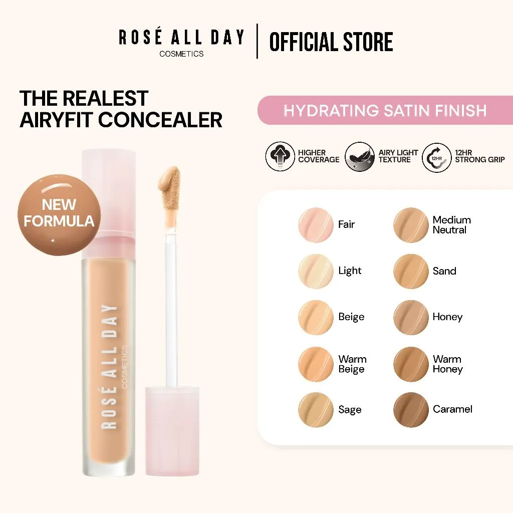 [NEW FORMULA] Rose All Day - The Realest AiryFit Concealer | Medium-to-High Coverage, Bertekstur Ringan, Tidak dempul & Tidak geser