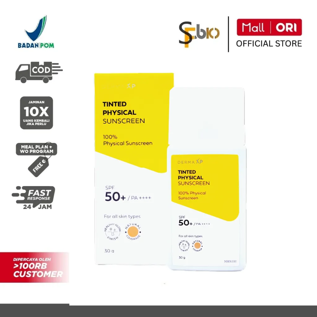 derma xp - Tinted Physical Sunscreen - sunscreen sekaligus complexion base melindungi kulit