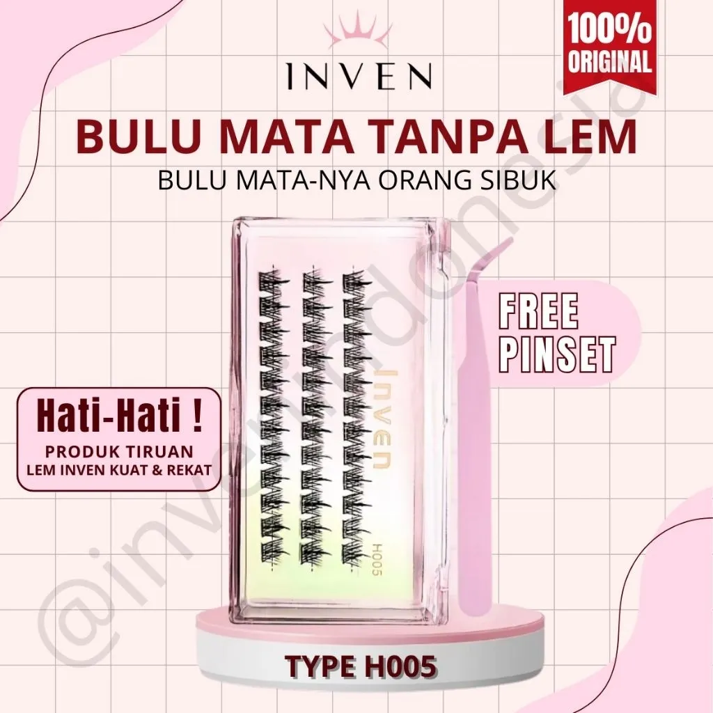(LANGSUNG TEMPEL) INVEN H005 Bulu Mata Palsu TANPA LEM Premium Eyelash Mega Volume Look kode : H005 FREE PINSET / Tweezer hasil natural extensions bulumata bulu mata