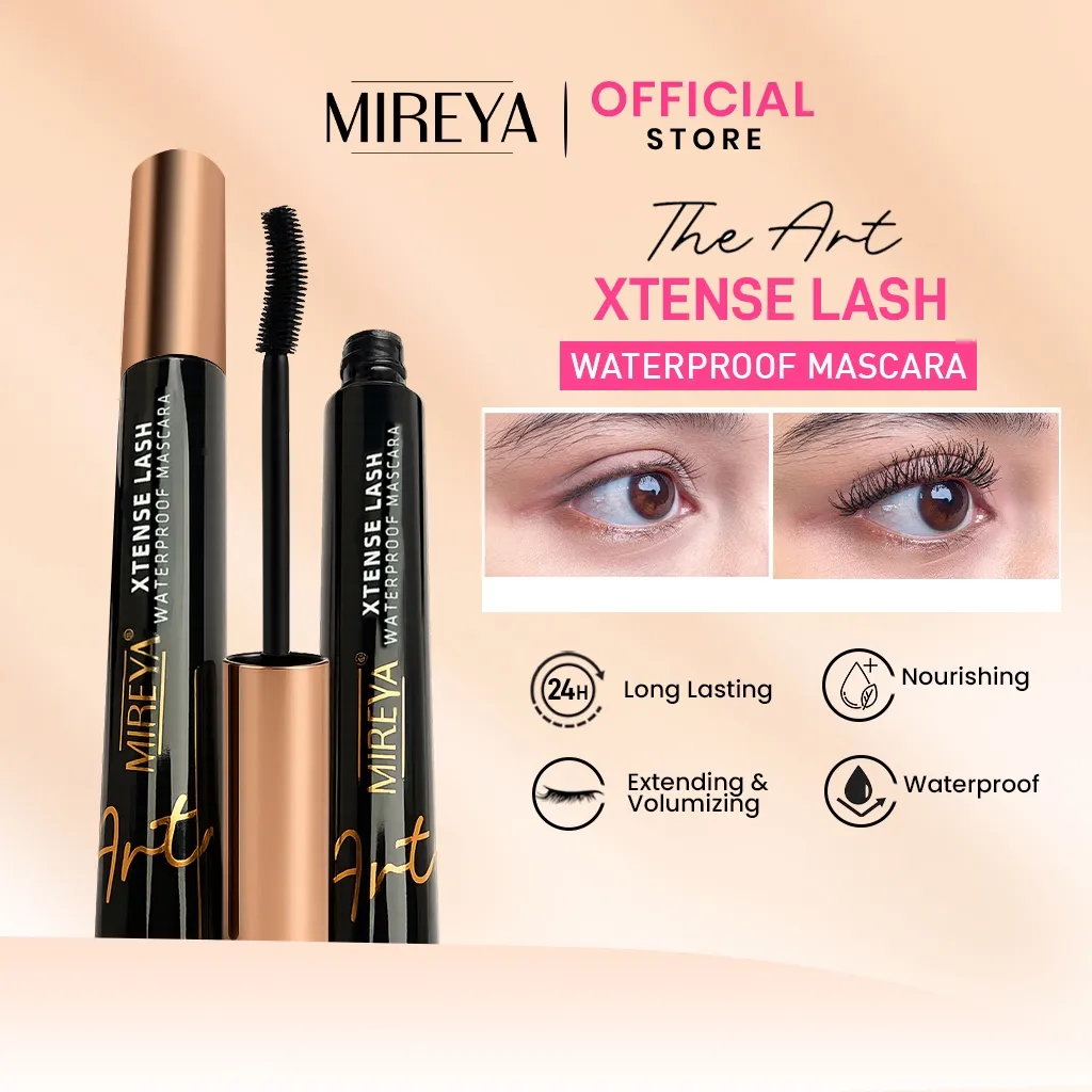 Mireya The Art Mascara Xtense Lash Waterproof Long Lasting 24H – 3-in-1 Full Boost: Memanjangkan, Menebalkan & Menutrisi Bulu Mata dengan Hyaluronic Acid, Aloe Vera & Castor Oil