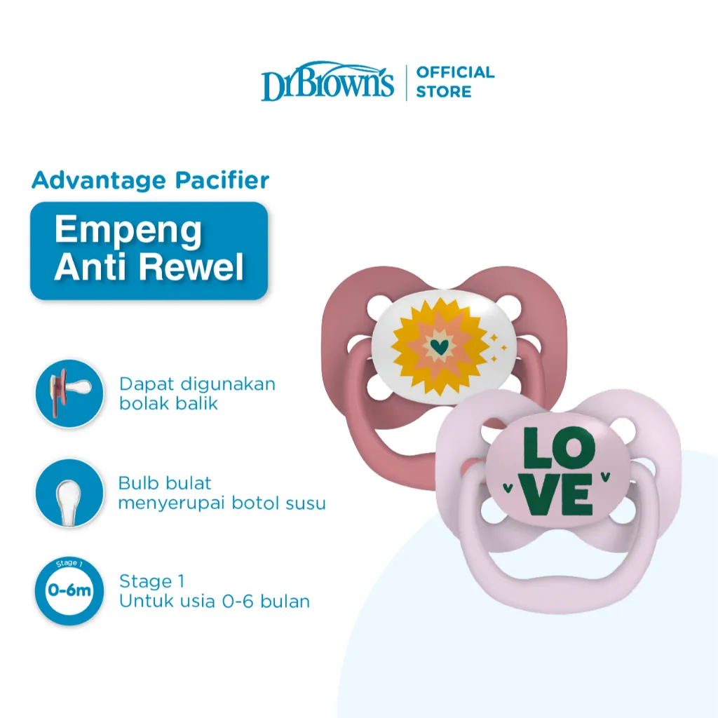 Dr.Brown's Advantage Pacifier Assorted, 2-Pack / Pacifier / Empeng Bayi