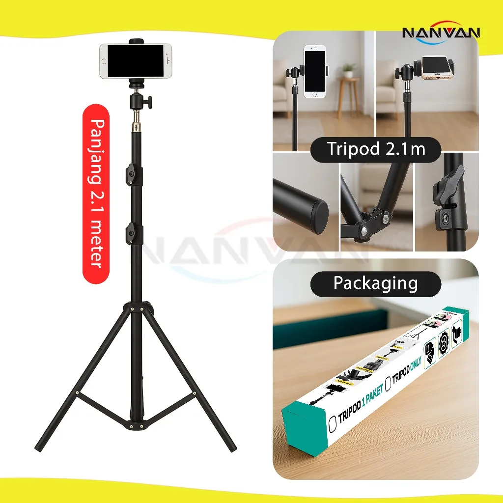 NANVAN Tripod Holder HP,Kamera Tinggi 2.1M – Stand Live Streaming, Rekam Video & Foto