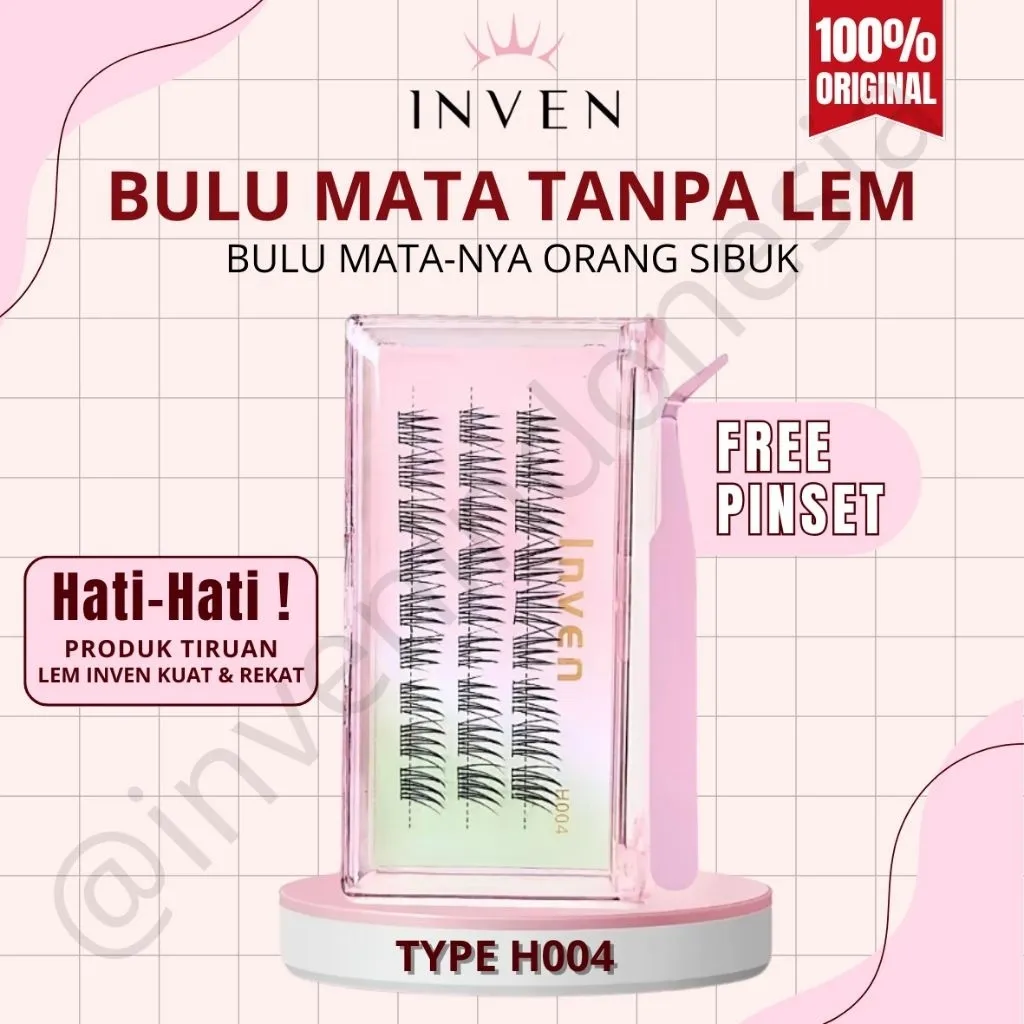 (LANGSUNG TEMPEL) INVEN H004 Bulu Mata Palsu TANPA LEM Premium Eyelash Cat Eye Look . KODE: 004 FREE PINSET / Tweezer hasil natural extensions bulumata bulu mata
