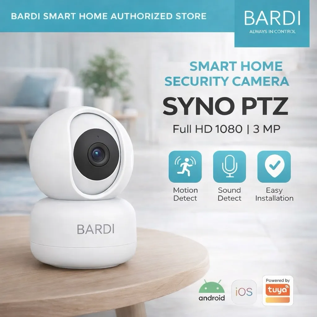 BARDI CCTV IP Camera Indoor PTZ SYNO 3MP | Indoor PTZ 5MP Smart 1080p 360° Kamera Pantau Jarak Jauh Dua Arah Deteksi Motion