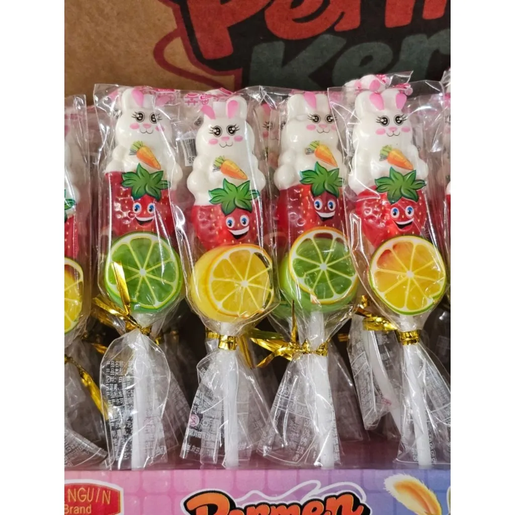Permen Lolipop Bentuk Kelinci Dan Buah isi 30 pcs