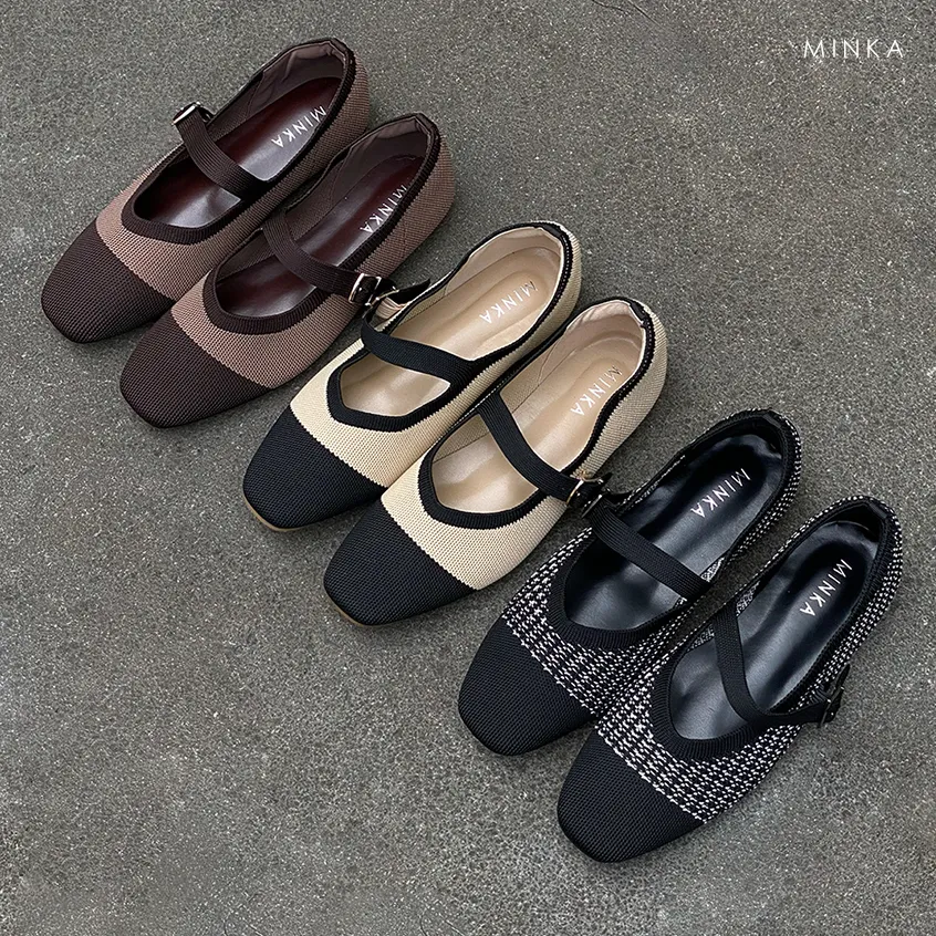 MINKA VAYA Two-tone Knits Flatshoes Sepatu Wanita Women Flatshoes