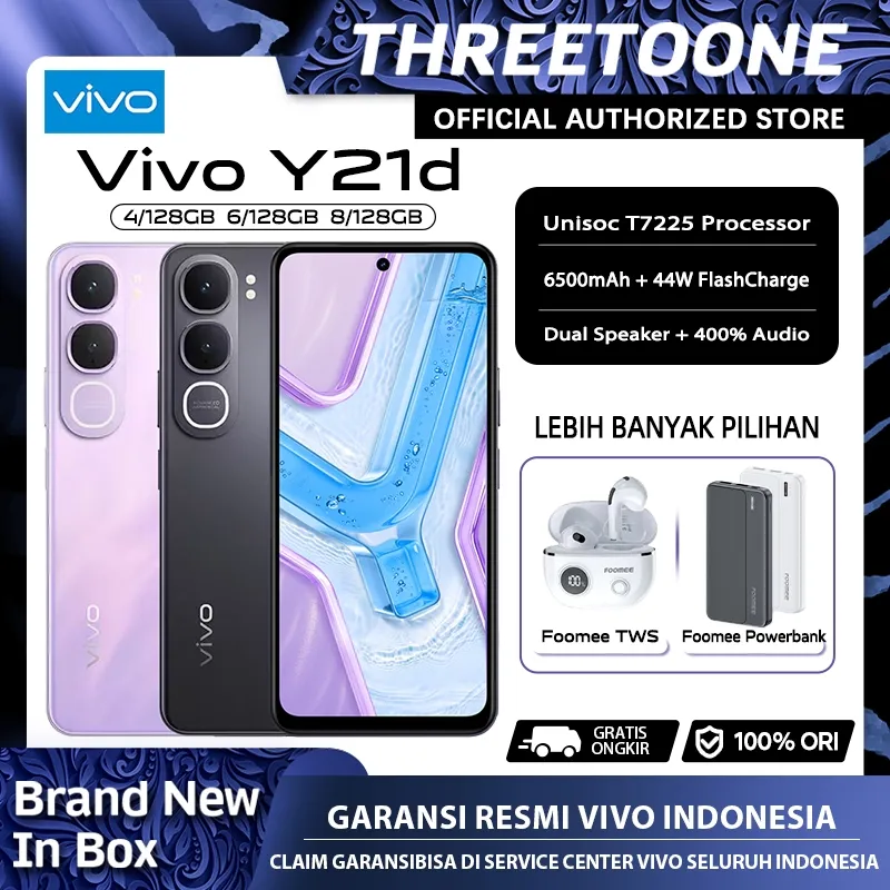 Vivo Y21d - IP68/69/69+ Tahan Air Ekstrem, 6500mAh Tahan 3 Hari, Tahan Banting Ekstrem, 50MP Kamera