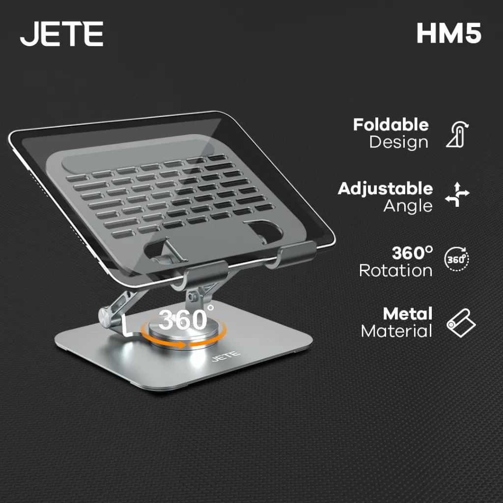 Stand Holder JETE HM5 Dudukan Universal Phone Tablet Holder Meja Adjustable 360 Rotasi Stand HP Penyangga Handphone