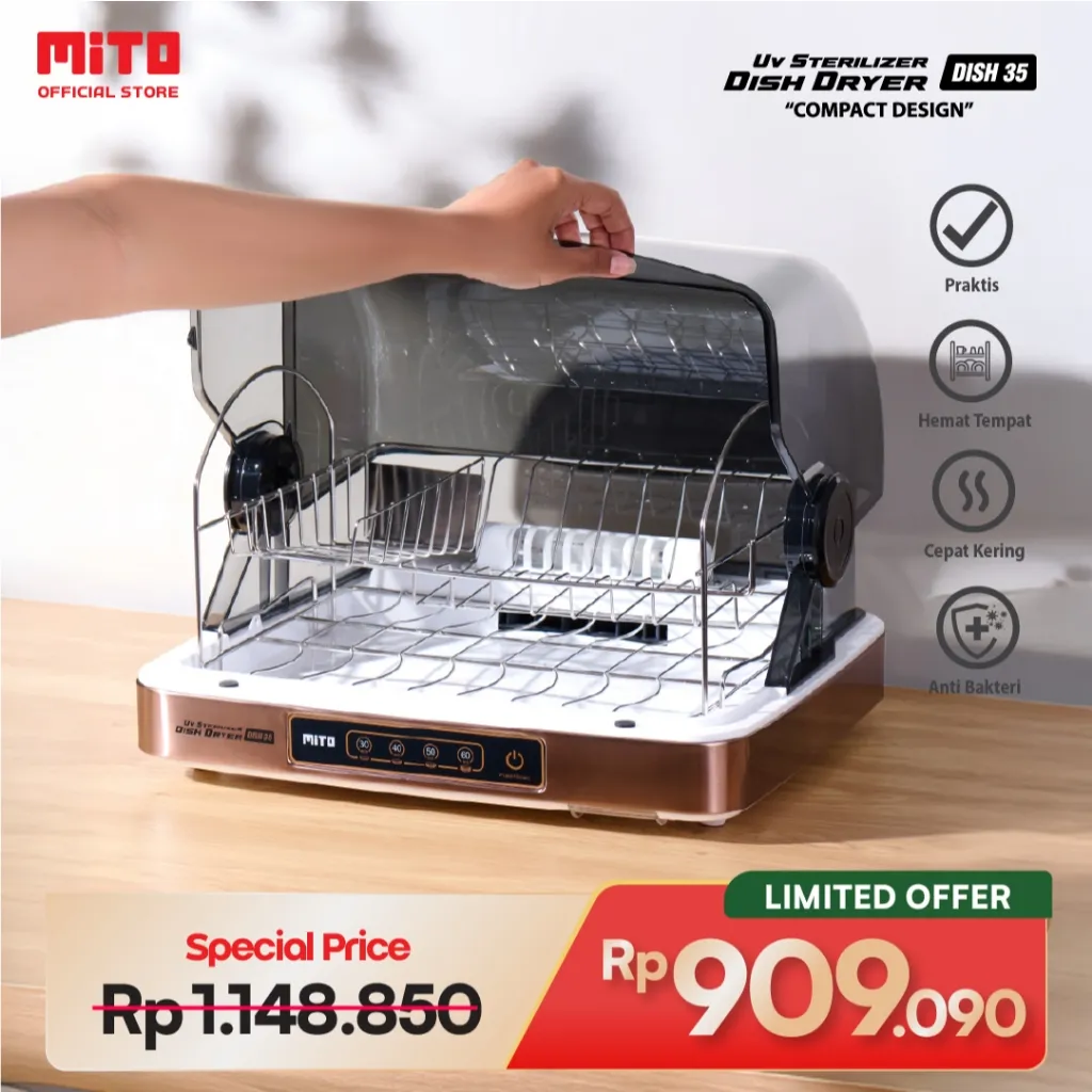 MITO UV Sterilizer & Dish Dryer 35 Liter Alat Steril Peralatan Makan - DISH35