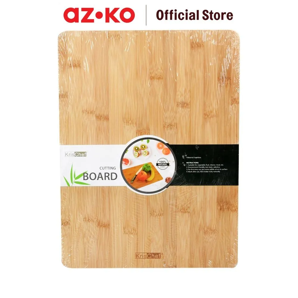AZKO Kris 32x24x1. cm Talenan Bambu Square Papan Pemotong Makanan Cutting Board Chopping Board Alas Iris Peralatan Dapur
