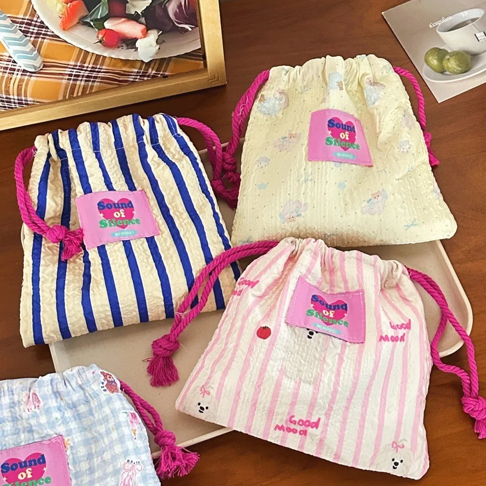 SHINSDAY Pouch Tas Penyimpanan Serut Tas Kosmetik Tas Kain Multifungsi Travel Pouch Mini Tas Lucu Drawstring Serbaguna Aesthetic